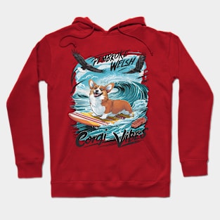 Pembroke Welsh Corgi Surfing The Wave Rider Hoodie